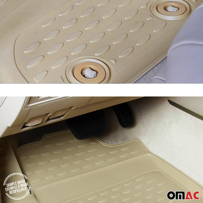 OMAC USA Floor Mats Liners Full Set All Weather for SUV – Fits with 2009-2017 Chevrolet Traverse (2nd Row Captain’s Chairs) – Beige (5 Pcs)