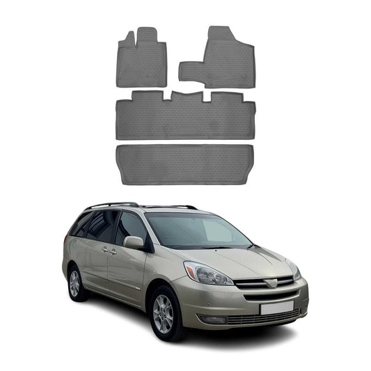 OMAC USA Floor Mats Liners Full Set All Weather Gray for Minivan – Fits with 2004-2010 Toyota Sienna (4 Pcs)