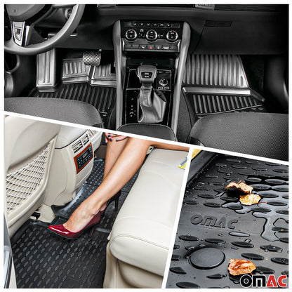 OMAC USA Floor Mats & Cargo Liner Full Set Rubber for Car – Fits with 2019-2024 BMW 5 Series G30 / 2017-2023 M5 F90 – All Weather, Black (5 Pcs)