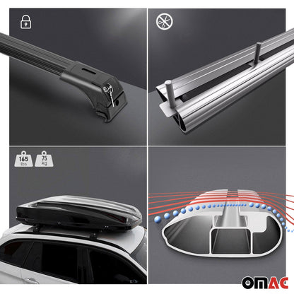 Omac USA Roof Rack Cross Bars Luggage Carrier for SUV – Fits with 2013-2018 Hyundai Santa Fe (2 Pcs, Silver, Aluminum)