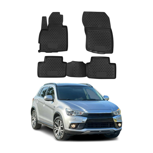 OMAC USA Premium Floor Mats Liners for SUVs – Fits 2011-2024 Mitsubishi Outlander Sport (Black, 6 Pcs, All Weather)