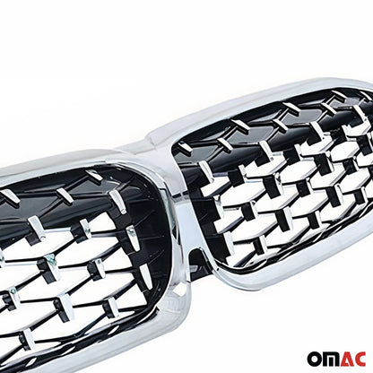 OMAC USA Front Kidney Grille for Sedan – Fits 2019-2025 BMW 3 Series G20 – Glossy Black & Silvery Meteor, 1 Pc