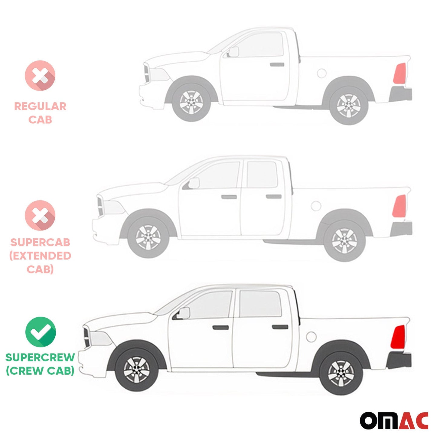 OMAC USA Premium Floor Mats for Truck – First & Second Row – fits with 2019–2024 RAM 1500 Limited Crew Cab – Black (3 Pcs)