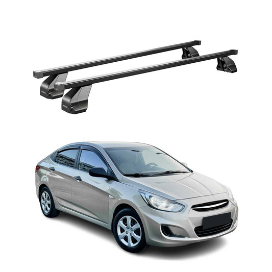OMAC USA Roof Rack Cross Bars for Car – Fits 2012-2017 Hyundai Accent Hatchback (Excludes Models Without OEM Fixed Points) – Steel Black (2 Pcs)