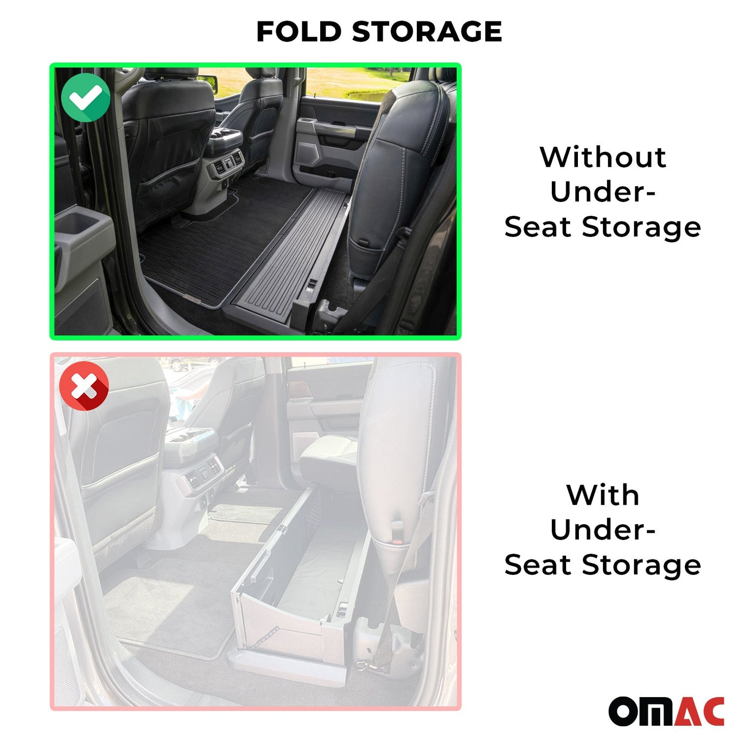 OMAC USA Premium Floor Mats for Truck – First & Second Row – fits with 2015–2023 Ford F-150 SuperCrew – Black (3 Pcs)