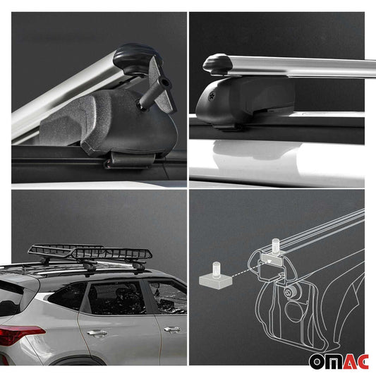 OMAC USA Roof Rack Cross Bars for Car – Fits 2020-2025 VW Atlas Cross Sport (Excludes Models Without OEM Fixed Points) – Aluminium Silver (2 Pcs)