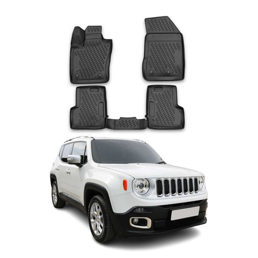 OMAC USA Premium Floor Mats Liners Full Set – Fits 2015–2023 Jeep Renegade – All Weather Heavy Duty Black