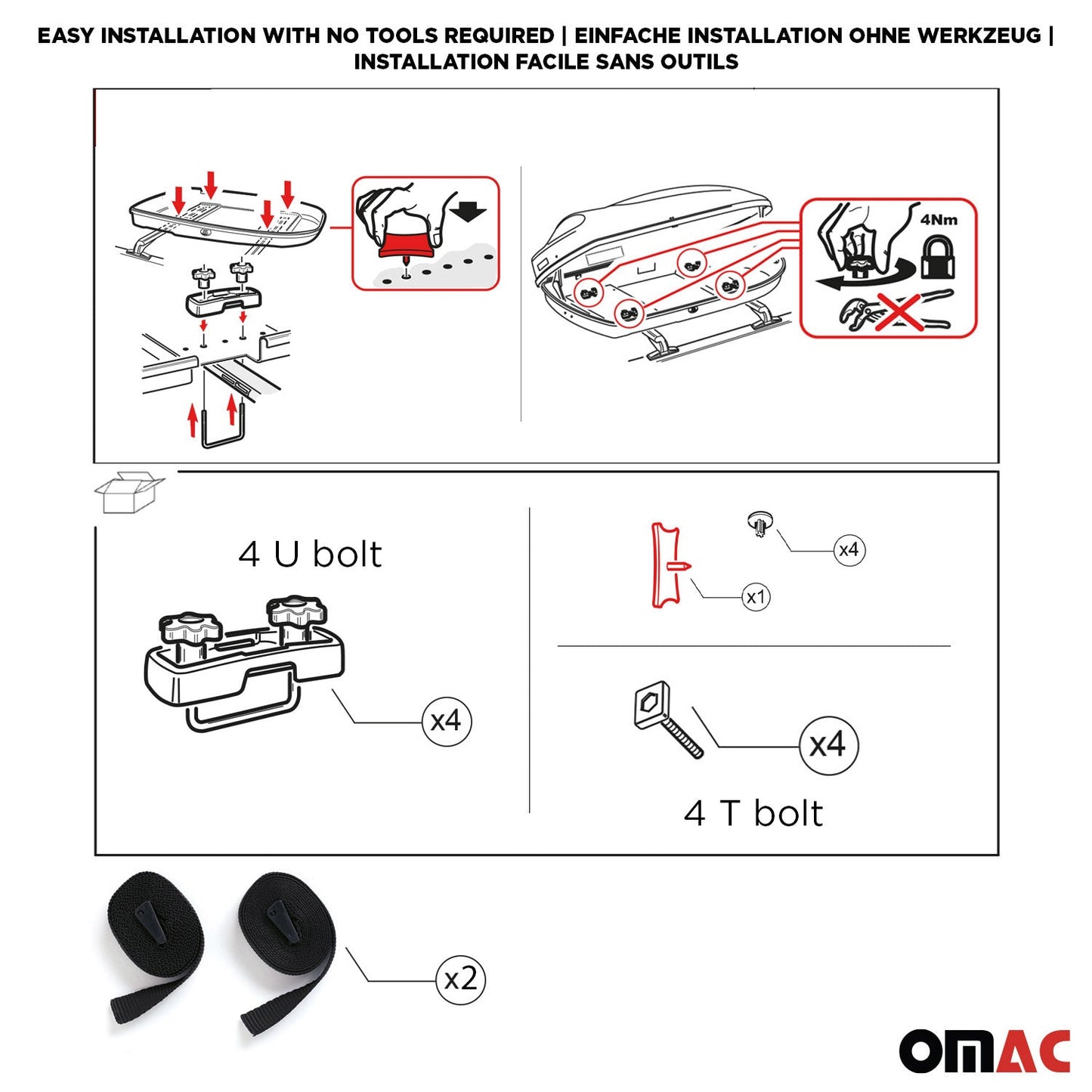 OMAC USA Roof Cargo Box for Car/SUV – 8 Cu Ft Rooftop Luggage Carrier Dual-Side Opening – Matt Black (1 Pc)