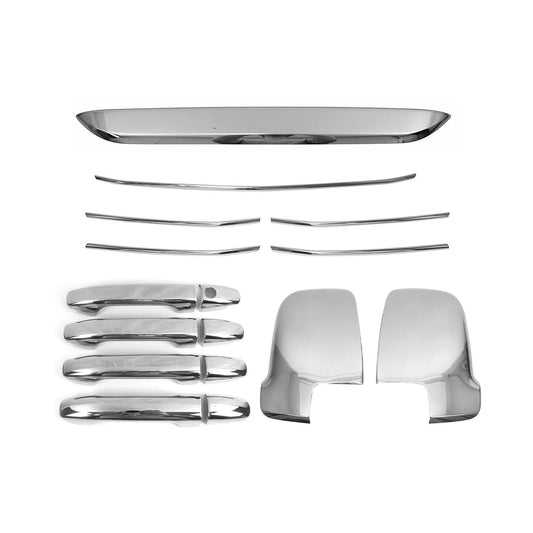 OMAC USA Chrome Exterior Trim Set – Fits 2019-2025 Mercedes-Benz Sprinter W907/W910 2500 3500 4500 eSprinter – 16Pc Door Handle Covers, Mirror Caps & Front Grill