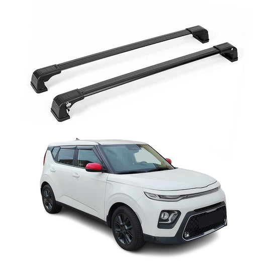 OMAC USA Roof Rack Cross Bars Luggage Carrier for Car – Fits with 2020-2022 Kia Soul (Excludes Panoramic Roof) – Aluminium Black (2 Pcs)