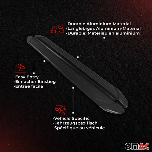 Omac USA Aluminum Running Boards, Side Steps for SUV – Fits with 2013-2018 Audi Q3 / Q3 Quattro – Black (2 Pcs)