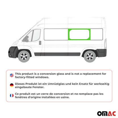 OMAC USA Mid Left Side Window Glass for Cargo Van – Fits 2014–2024 RAM ProMaster L3/L4 – Black Tempered Replacement Auto Glass (1 Pc)