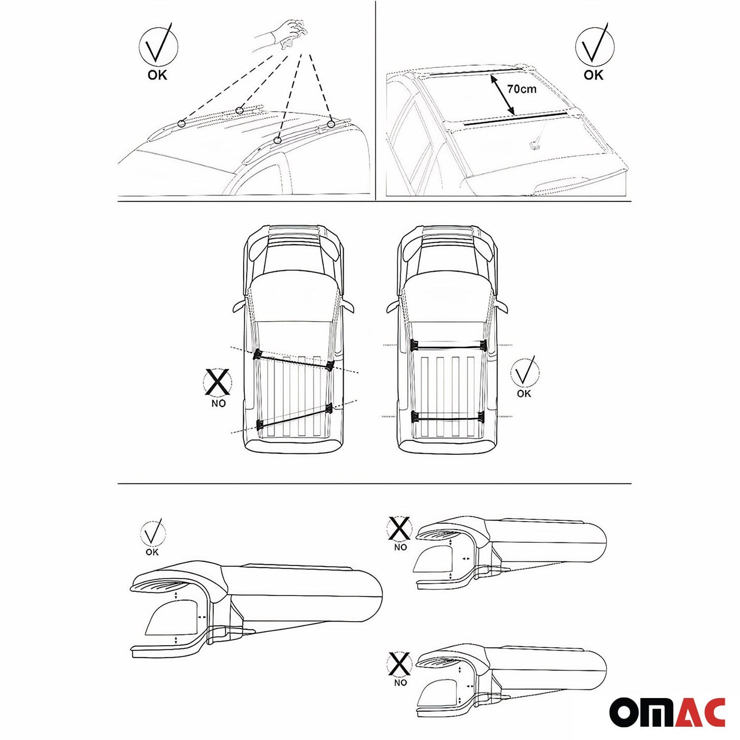 Omac USA Roof Rack Cross Bars Luggage Carrier for SUV – Fits with 2015-2023 Jeep Renegade (2 Pcs, Silver, Aluminum)