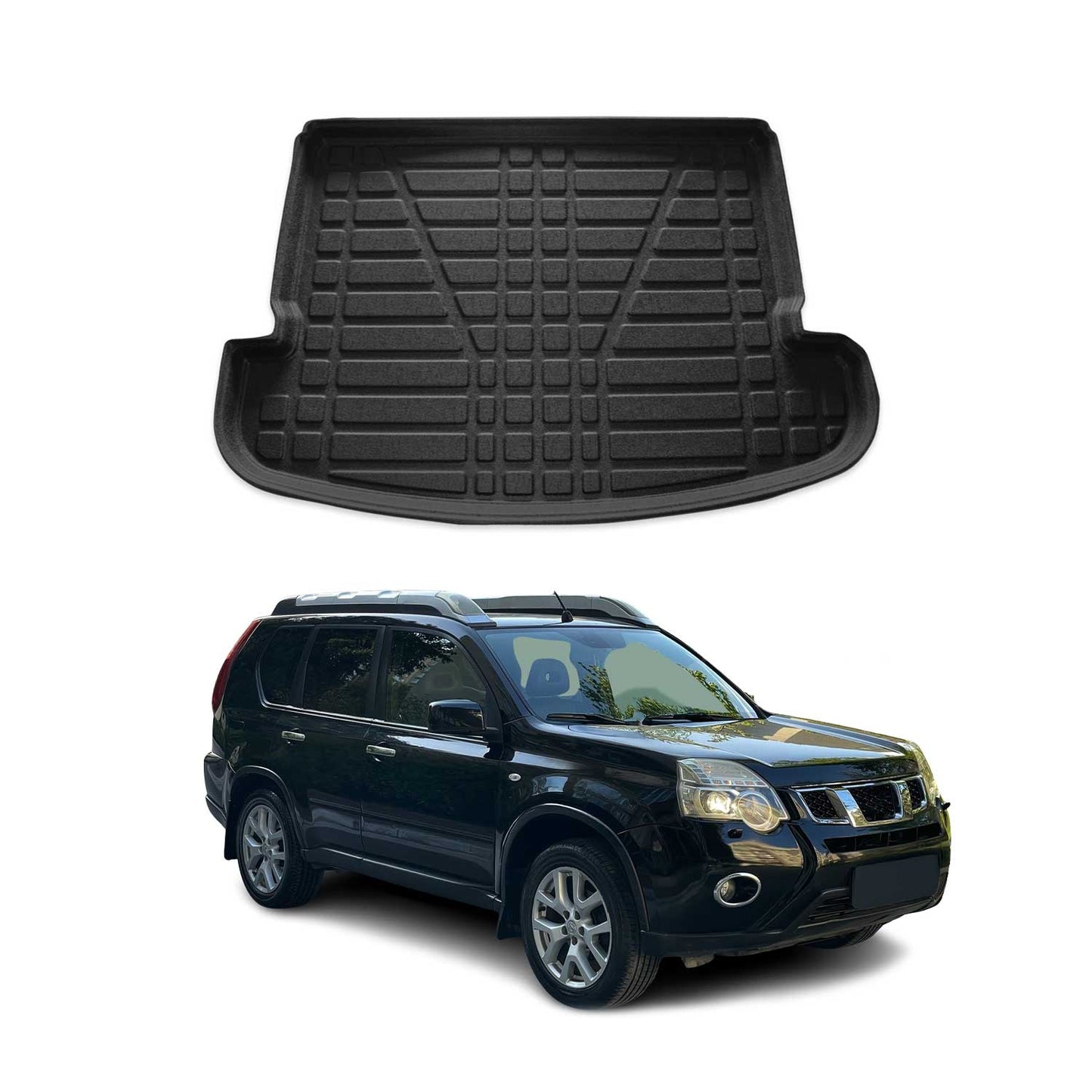 OMAC USA Semi-Custom Fit Cargo Liner Trunk Mat for SUVs – Fits 2014–2020 Nissan Rogue (7-Passenger, Black, Waterproof)