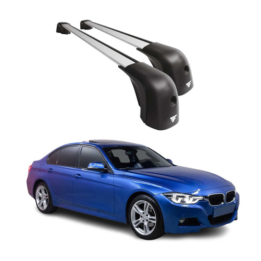 Omac USA Roof Rack Cross Bars Luggage Carrier for Cars – Fits with 2012-2019 BMW 3 Series F30 (2 Pcs, Silver, Aluminum)