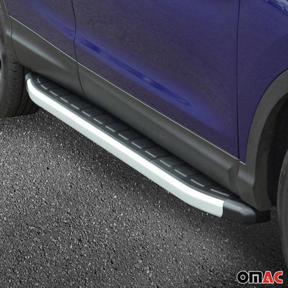 Omac USA Aluminum Running Boards, Side Steps for SUV – Fits with 2010-2015 Hyundai Tucson – Silver & Black (2 Pcs)