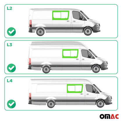 OMAC USA Right Sliding Door Window Glass for Vans – Fits 2010–2018 Mercedes Sprinter W906 L2/L3/L4 (Tempered, Black, 1Pc)