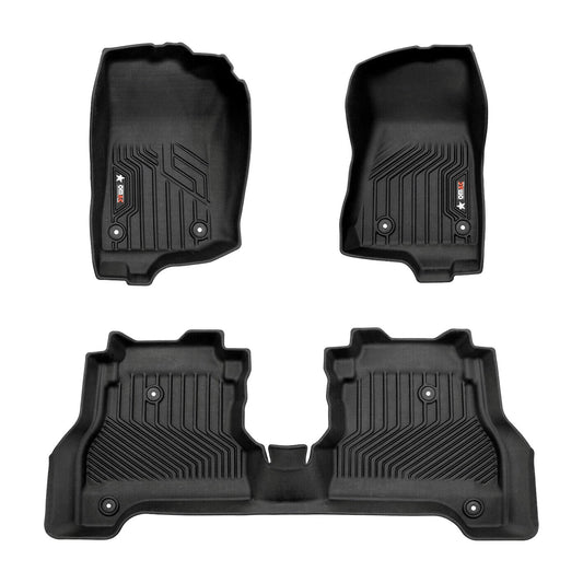 OMAC USA Premium Floor Mats Liners for Truck – Fits 2020–2025 Jeep Gladiator – First & Second Row Set All Weather Heavy Duty Black (3 Pcs)