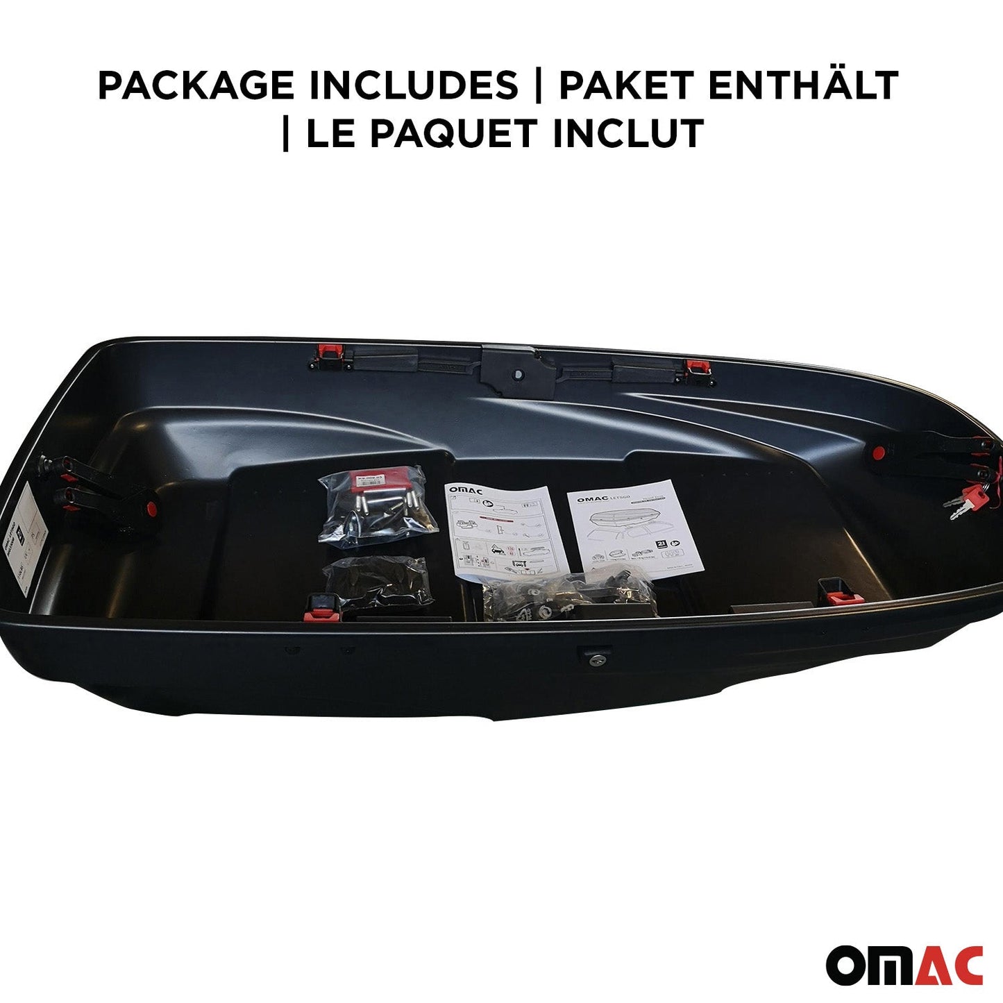 OMAC USA Roof Cargo Box for Car/SUV – 8 Cu Ft Rooftop Luggage Carrier Dual-Side Opening – Matt Black (1 Pc)