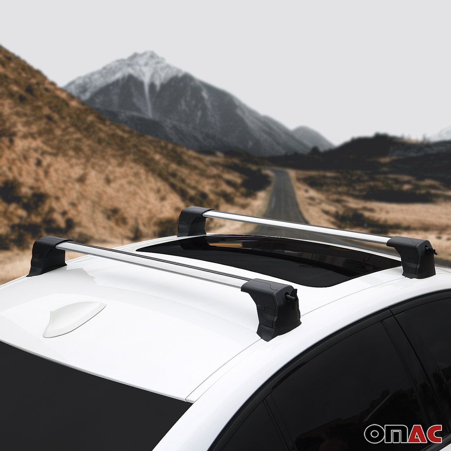 OMAC USA Roof Rack Cross Bars for Car – Fits 2012-2019 BMW 3 Series F30 Sedan (Excludes Models Without OEM Fixed Points) – Aluminium Silver (2 Pcs)