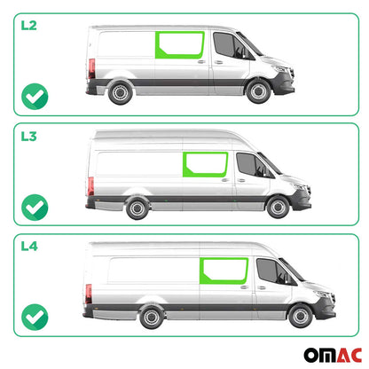 OMAC USA Right Side Sliding Door Window Glass for Vans – Fits 2010–2018 Mercedes Sprinter W906 L2/L3/L4 (Tempered, Black, 1Pc)