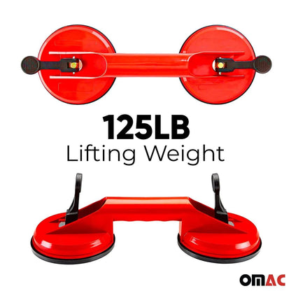 OMAC USA Double Suction Cup Vacuum Lifter – Glass, Granite & Mirror Handle Grip – Heavy Duty ABS Rubber Tool, Red (1 Pc)