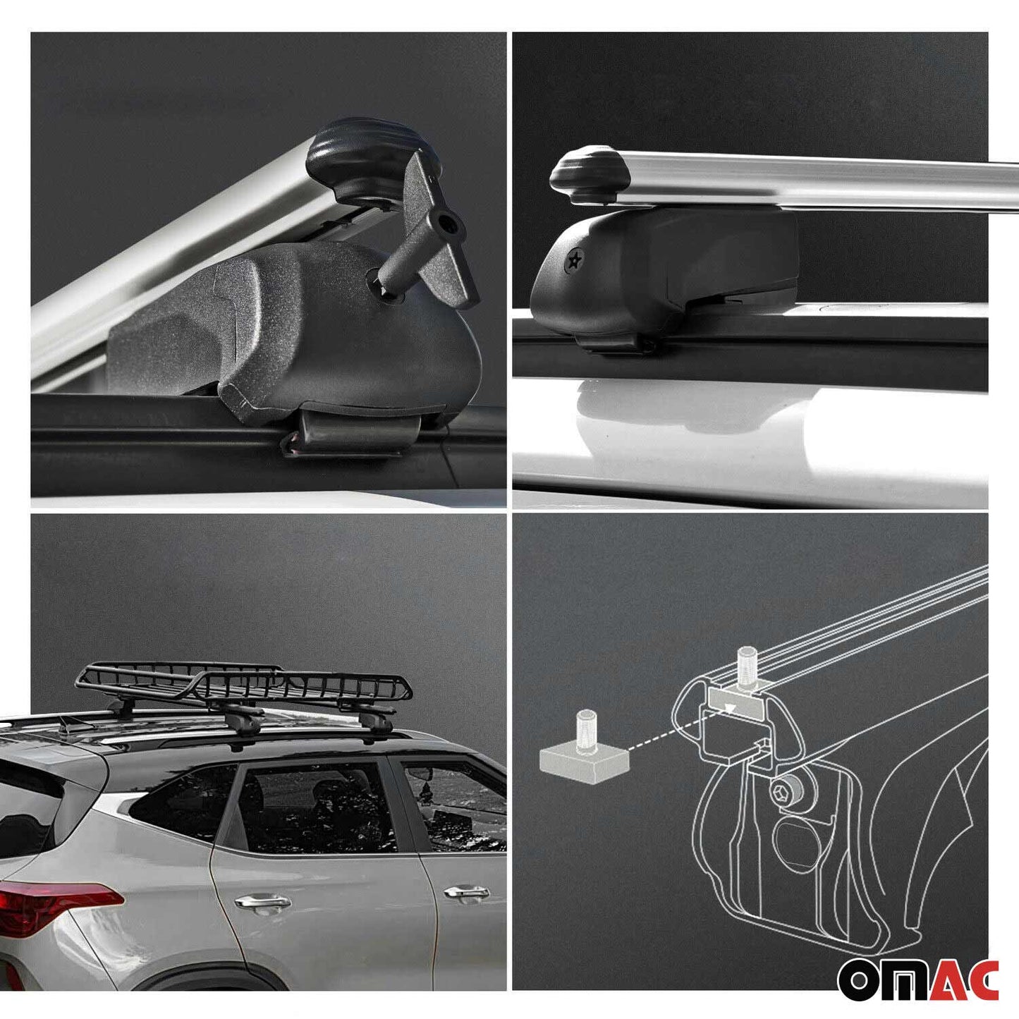 OMAC USA Roof Rack Cross Bars Luggage Carrier for SUV – Fits with 2011-2016 Kia Sportage (2 Pcs, Silver, Aluminum)