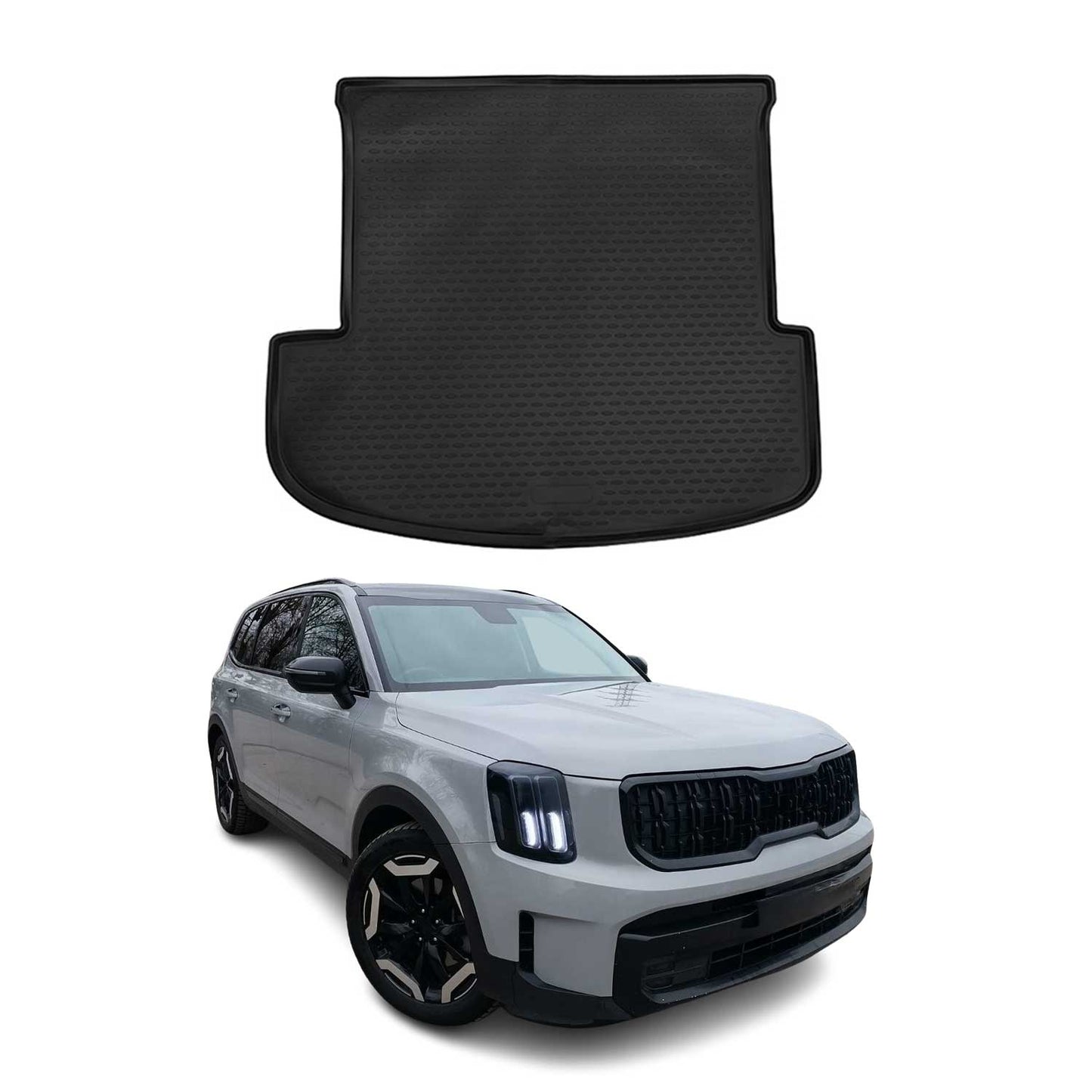 OMAC USA Semi-Custom Fit Cargo Liner Trunk Mat for SUV – Fits 2020–2025 Kia Telluride 2nd Row (Black, Waterproof)