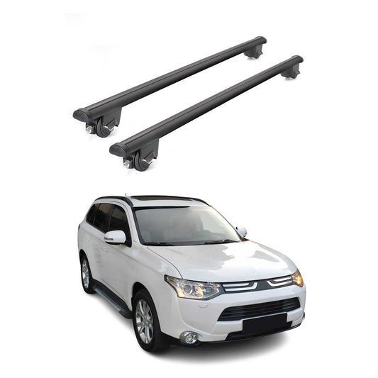 OMAC USA Roof Rack Cross Bars for Car – Fits 2014-2020 Mitsubishi Outlander (Excludes Models Without OEM Fixed Points) – Aluminium Black (2 Pcs)