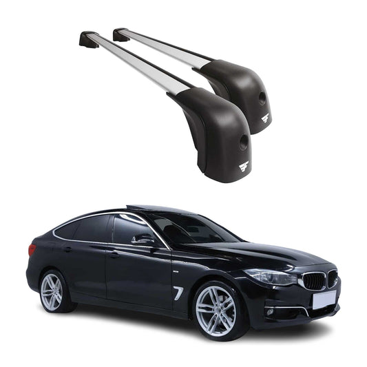 Omac USA Roof Rack Cross Bars Luggage Carrier for Car – Fits with 2014-2019 BMW 3 Series GT F34 (2 Pcs, Silver, Aluminum)