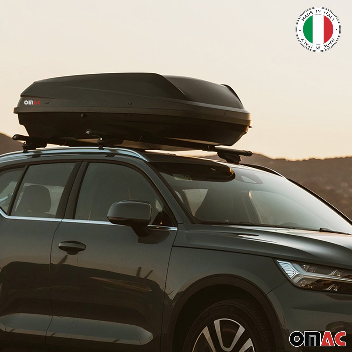 OMAC USA Roof Cargo Box for Car/SUV – 8 Cu Ft Rooftop Luggage Carrier Dual-Side Opening – Matt Black (1 Pc)