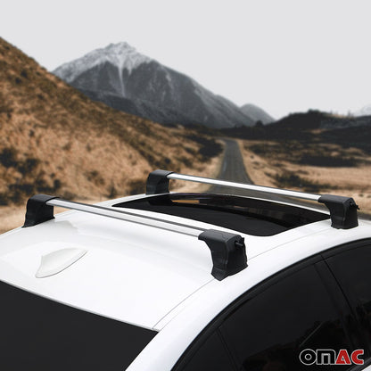 OMAC USA Roof Rack Cross Bars for Car – Fits 2004-2012 BMW 3 Series E90 Sedan / E91 Touring – Aluminium Silver (2 Pcs)