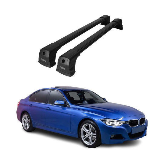 OMAC USA Roof Rack Cross Bars for Car – Fits 2012-2019 BMW 3 Series F30 Sedan – Aluminium Black (2 Pcs)