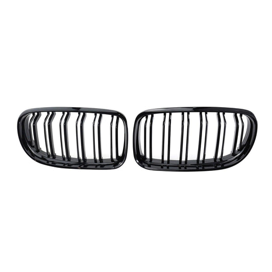 OMAC USA Front Kidney Grille M4 Style – Fits 2009-2012 BMW 3 Series E90 E91 E92 E93 FL – Gloss Black Dual Slat (2 Pcs)