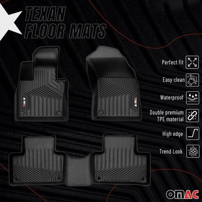OMAC USA Premium Floor Mats for SUV – First & Second Row – fits with 2016–2025 Volvo XC90 – Black (3 Pcs)