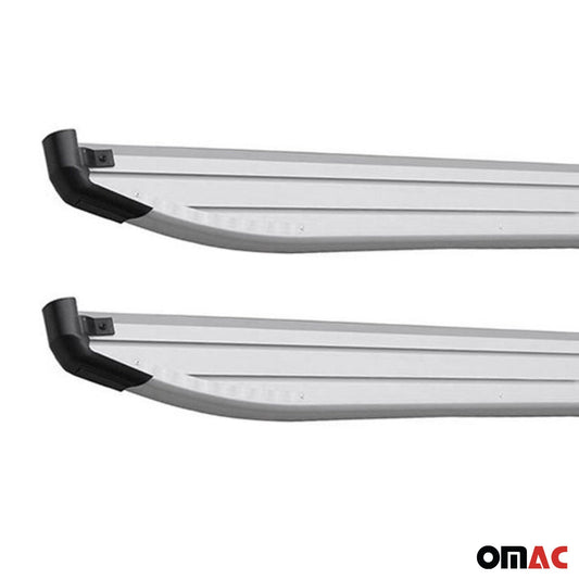 OMAC USA Aluminum Running Boards, Side Steps for SUV – Fits with 2007-2012 Dodge Nitro – Silver & Black (2 Pcs)