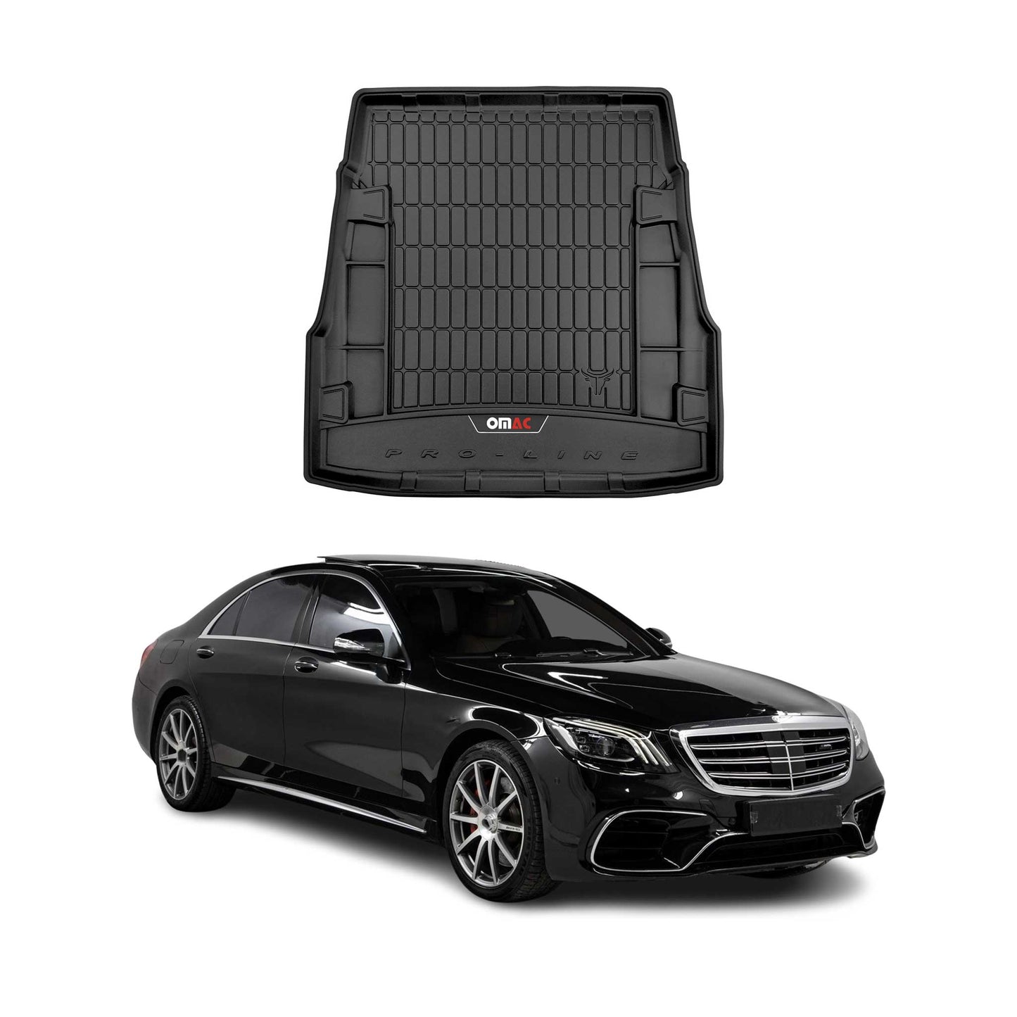 OMAC USA Premium Cargo Liner for Mercedes S-Class Sedan – Fits 2014-2020 W222 – All Weather Heavy Duty Trunk Mat, Black