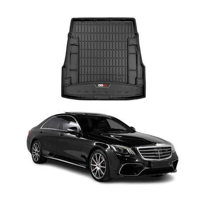 OMAC USA Premium Cargo Liner for Mercedes S-Class Sedan – Fits 2014-2020 W222 – All Weather Heavy Duty Trunk Mat, Black