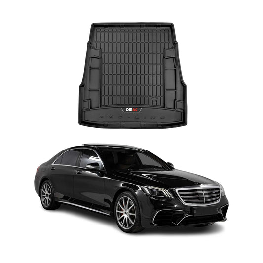OMAC USA Premium Cargo Liner for Mercedes S-Class Sedan – Fits 2014-2020 W222 – All Weather Heavy Duty Trunk Mat, Black