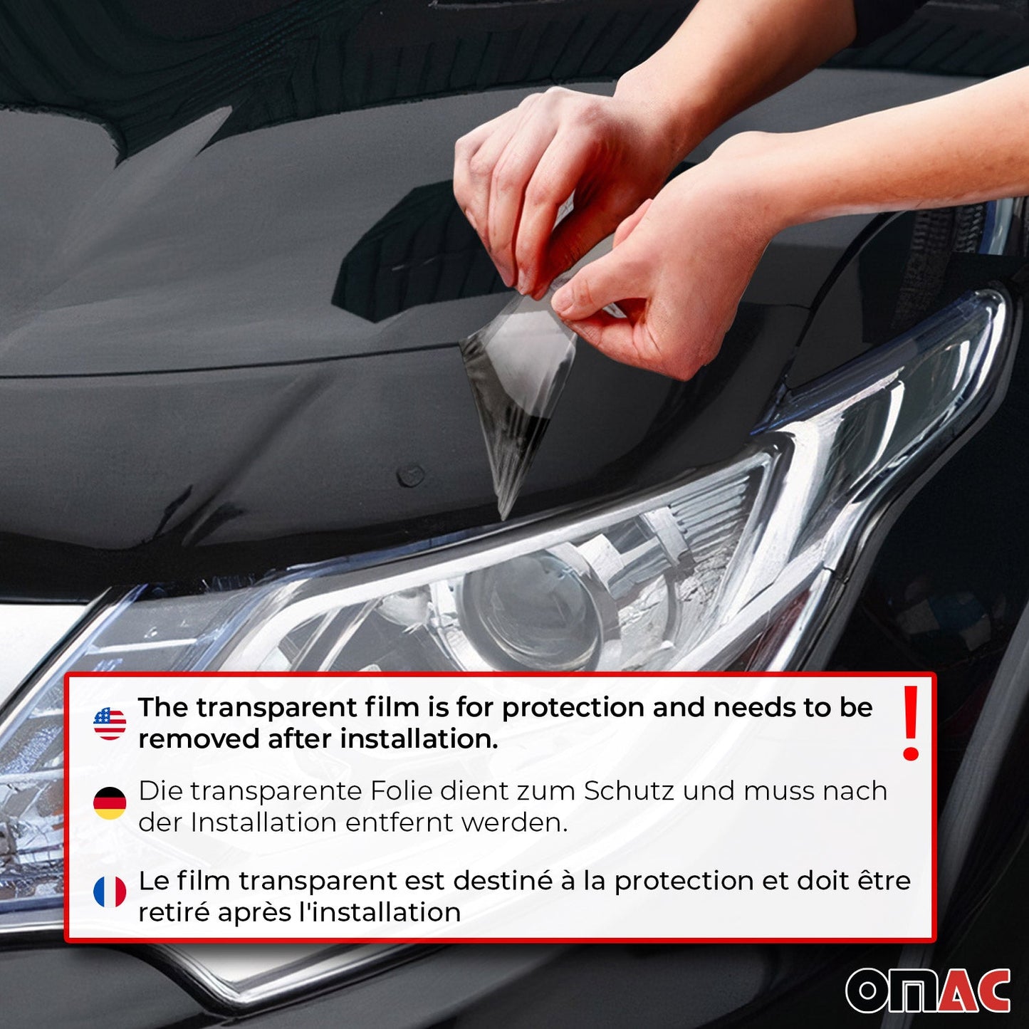 OMAC USA Front Bug Shield Hood Deflector for SUV – Fits 2010-2012 Lexus RX350 – Smoke Black Acrylic (1 Pc)