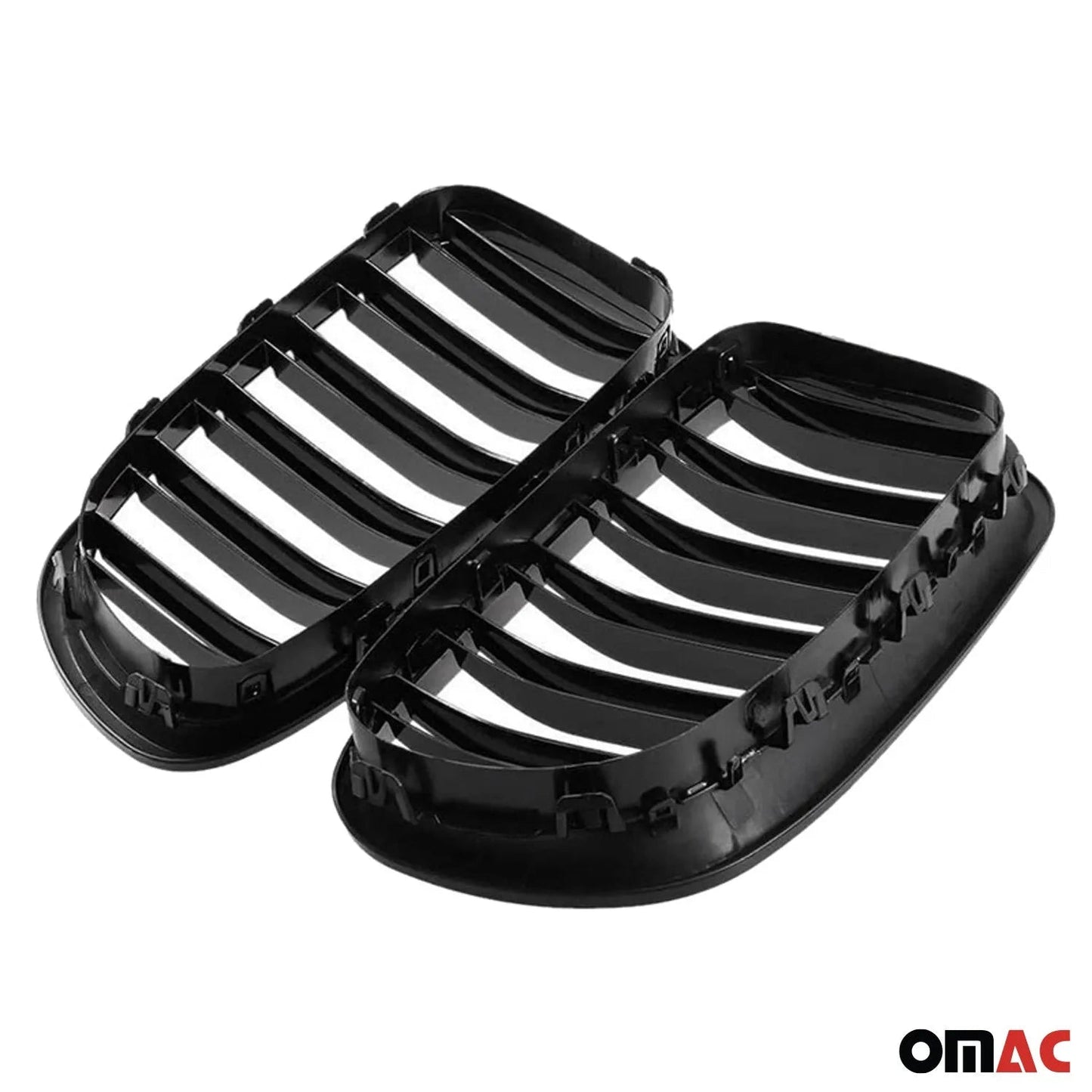 OMAC USA Front Kidney Grille Set – Fits 2011–2017 BMW 5 Series F10/M5 – Gloss Black, 2 Pcs
