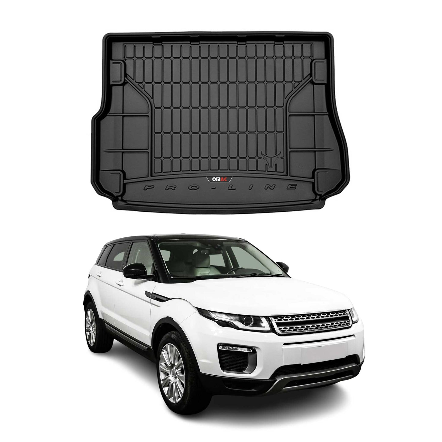 OMAC USA Cargo Liner Trunk Rubber Mat for SUV – Fits with 2012-2019 Land Rover Range Rover Evoque – All Weather, Heavy Duty Black (1PC)