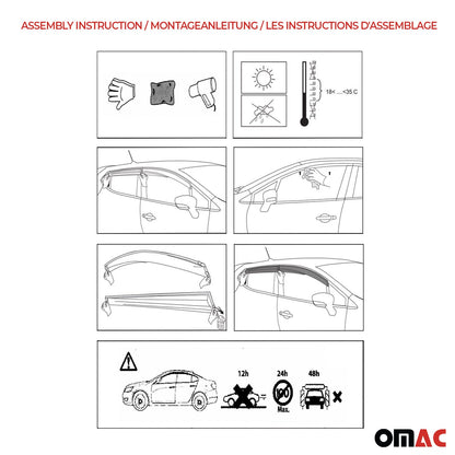 OMAC USA Window Visor Vent Rain Deflectors for Van – Fits 2006-2018 Mercedes Sprinter W906 – Smoke Black Acrylic (2 Pcs)