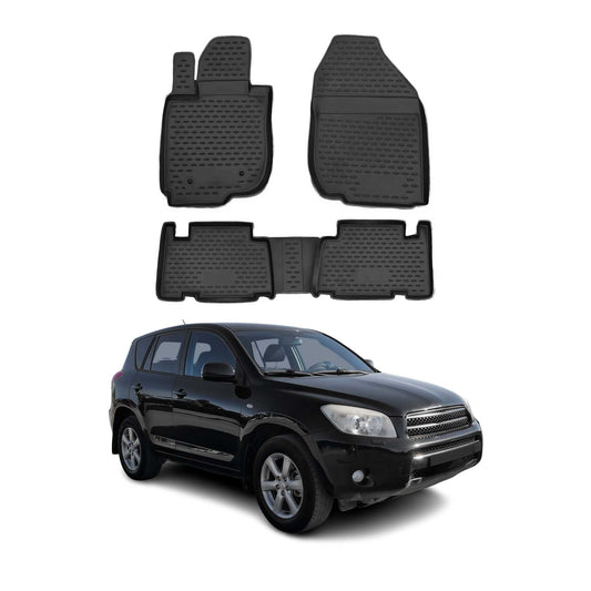OMAC USA Floor Mats Liners Full Set All Weather Black for SUV – Fits with 2006-2012 Toyota RAV4 (4 Pcs)