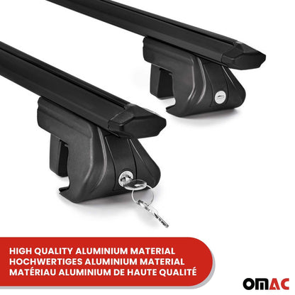 OMAC USA Roof Rack Cross Bars 47" Luggage Carrier for Raised Roof Rails – Aluminium Black (2 Pcs)