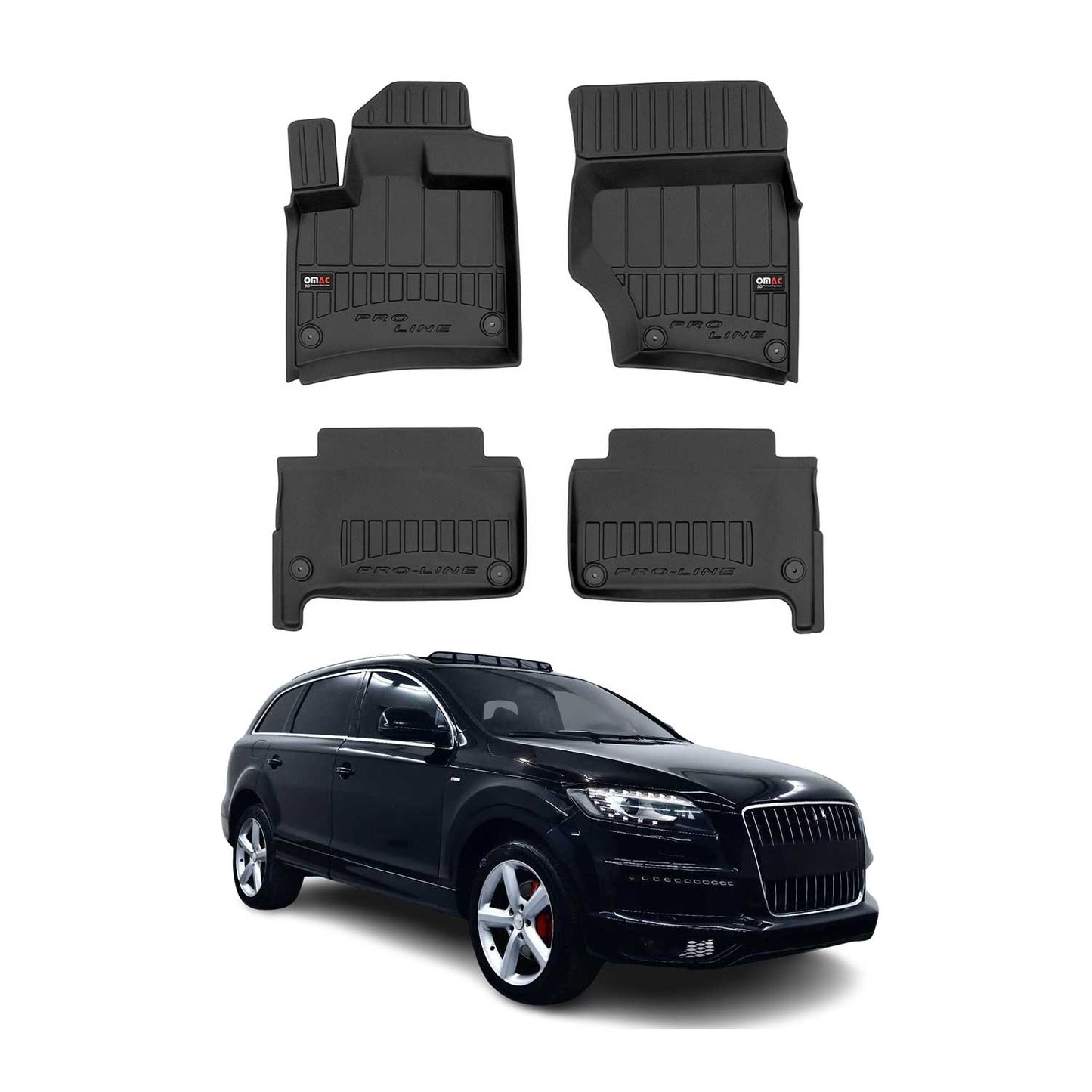 OMAC USA Premium Floor Mats Liners Full Set All Weather Heavy Duty for SUV – Fits with 2007-2015 Audi Q7 – Black (4 Pcs)