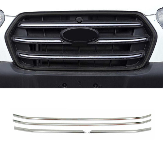 OMAC USA Front Bumper Grill Trim Molding for Van – Fits 2021-2025 Ford Transit – Stainless Steel Chrome Mirror Finish, Silver (4 Pcs)