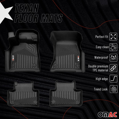 OMAC USA Premium Floor Mats for SUV – First & Second Row – Fits with 2018–2025 Audi Q5 & SQ5 – Black (4 Pcs)