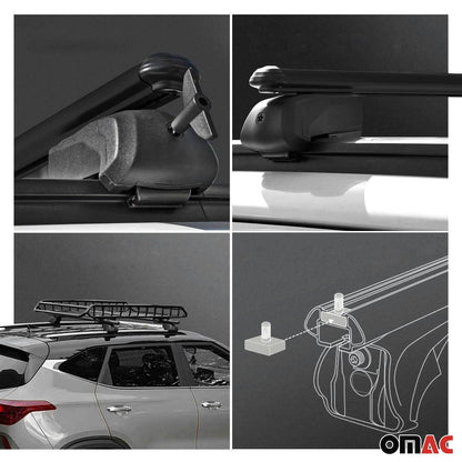 OMAC USA Roof Rack Cross Bars for Car – Fits 2011-2016 Kia Sportage (Excludes Models Without OEM Fixed Points) – Aluminium Black (2 Pcs)