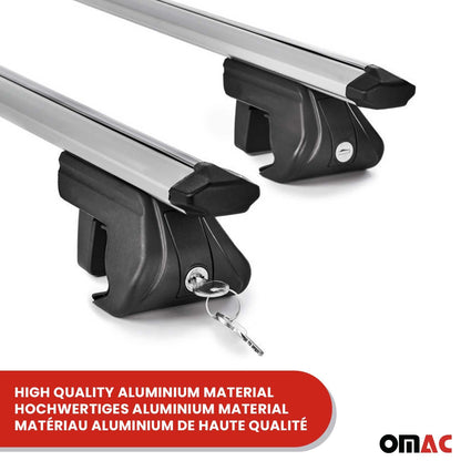 OMAC USA Roof Rack Cross Bars 47" Luggage Carrier for Raised Roof Rails – Aluminium Silver (2 Pcs)